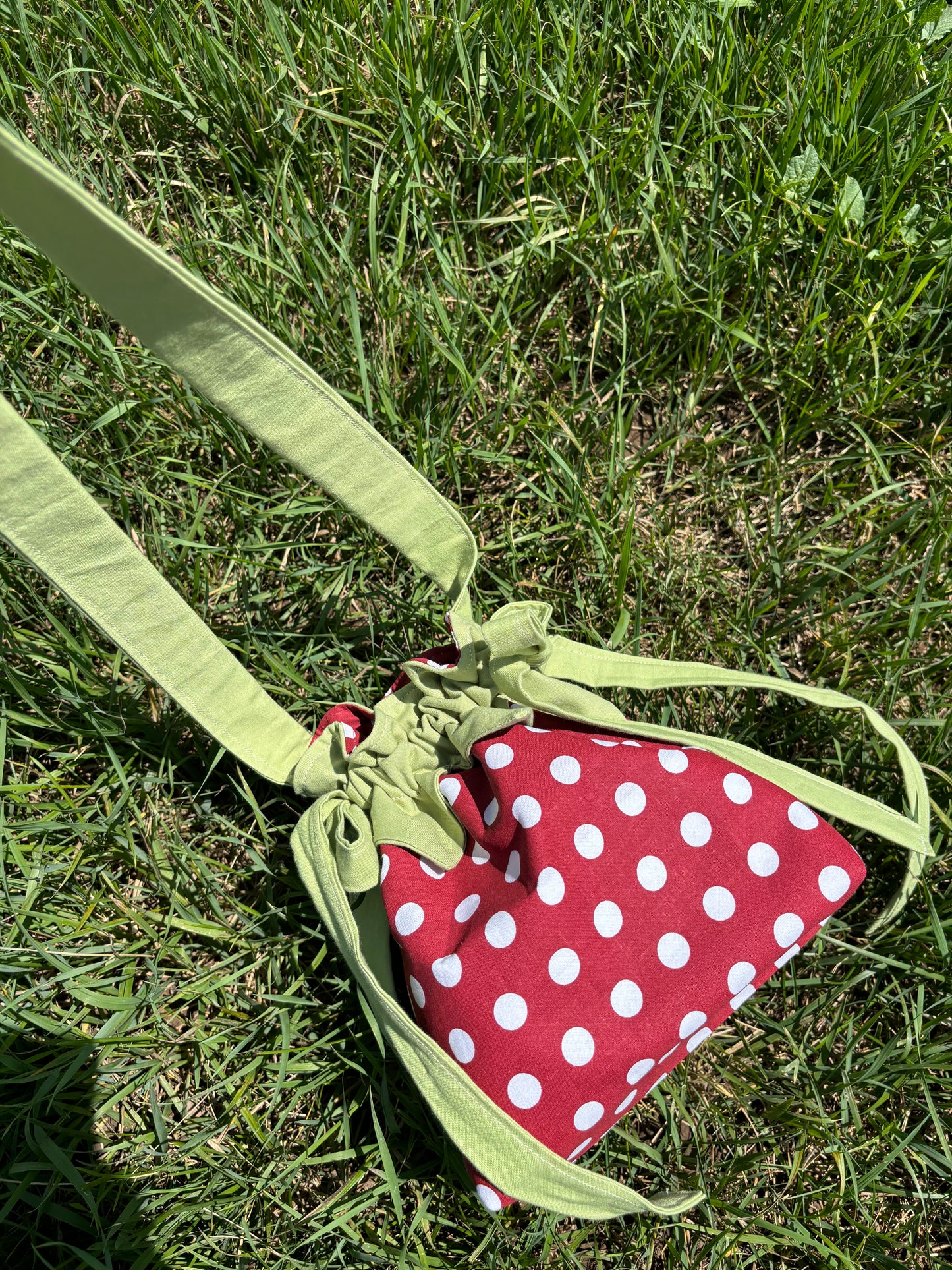 Strawberry Forever in Large Polka Dot Red.