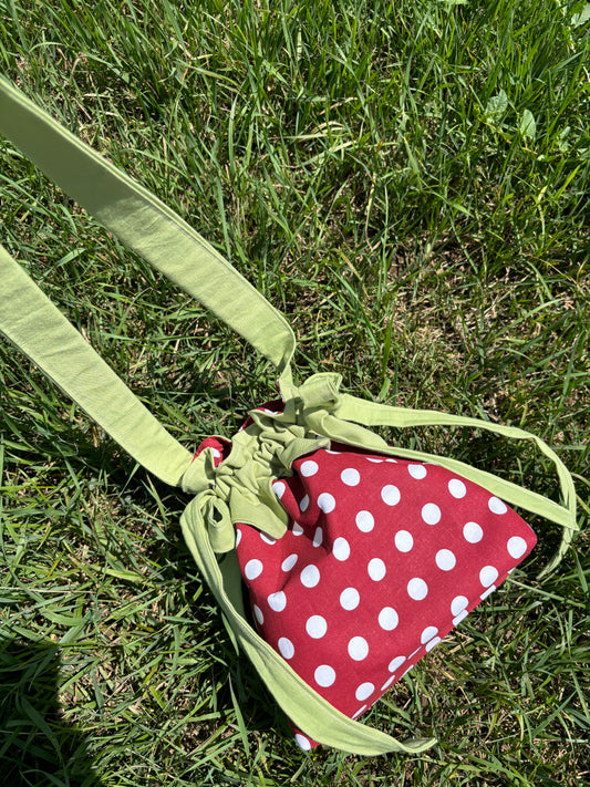 Strawberry Forever in Large Polka Dot Red.