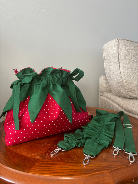 The Ruffled and Adjustable Strap Strawberry Bag.