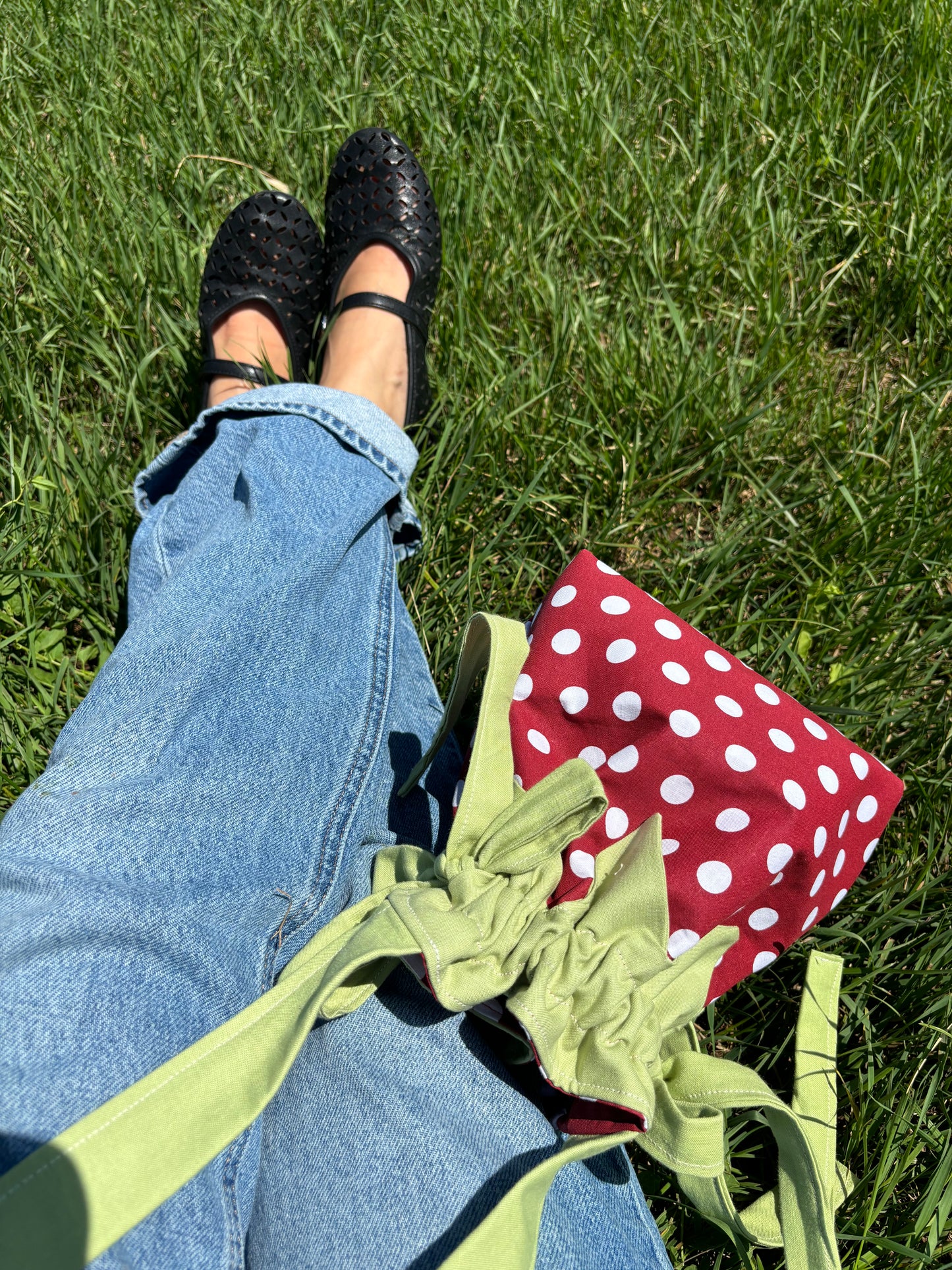 Strawberry Forever in Large Polka Dot Red.