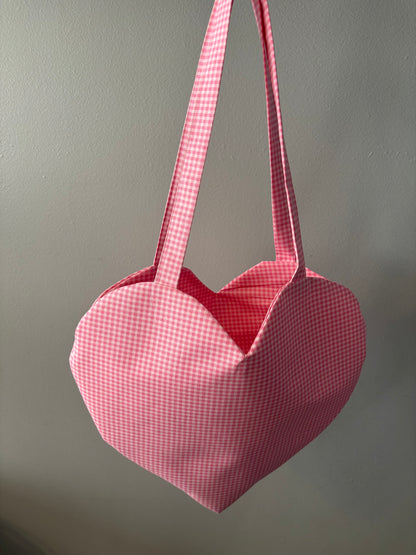 Pinkie Gingham Heart Shaped Bag.